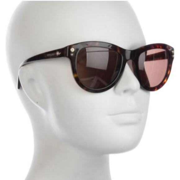 Versace Sunglasses BROWN Tortoiseshell Classic Luxe Designer Round Cat Eye $800 - Picture 1 of 14